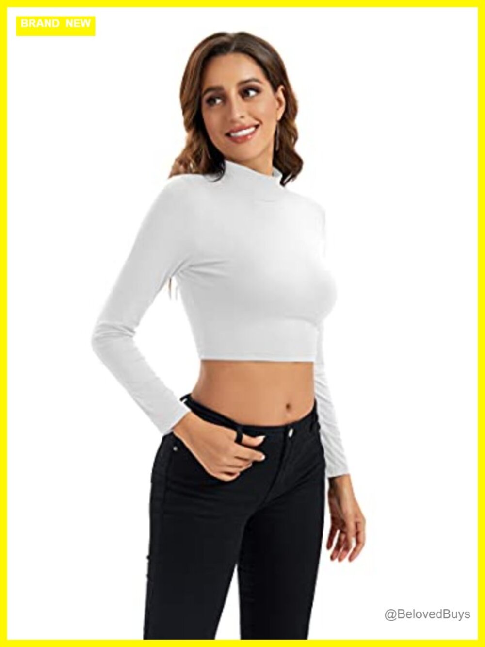Womens Crop Turtleneck Top Mock Neck Long Sleeve Base Layer Slim Fit